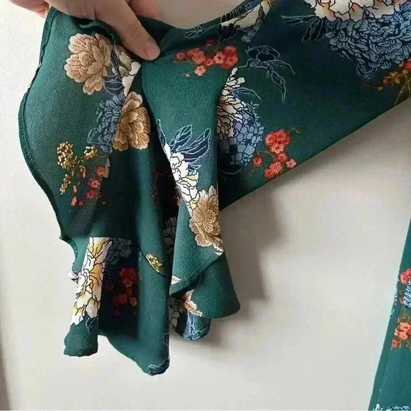Bebop You Be Free Women's size XL Green Floral Shift Dress Bell Sleeve Photos - Picture 5 of 12